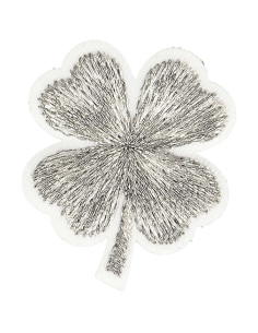 Bügelbild Kleeblatt Lurex - Silber
