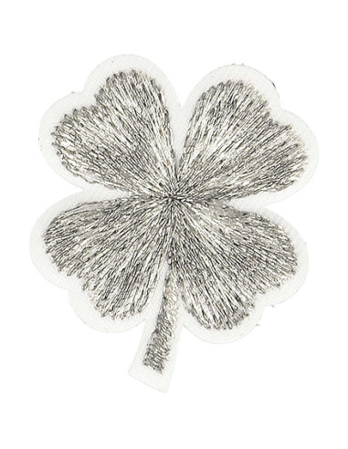 Bügelbild Kleeblatt Lurex - Silber