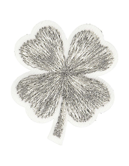 Bügelbild Kleeblatt Lurex - Silber