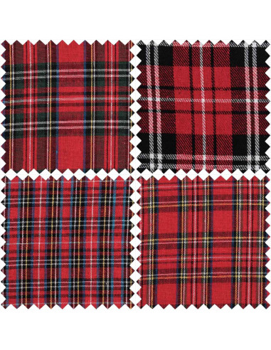 Satz von 4 Fat Quarter Stoffstücken - Tartan