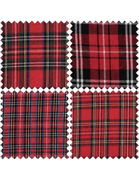 Satz von 4 Fat Quarter Stoffstücken - Tartan