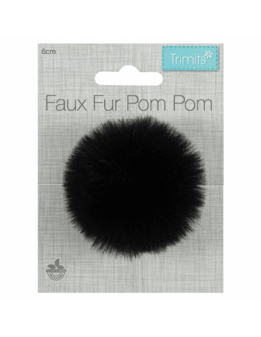 Kunstfell-Bommel 6 cm - Schwarz