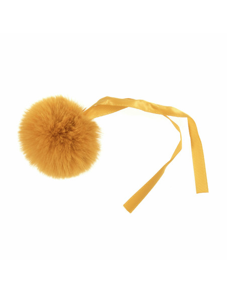Kunstfell-Bommel 6 cm - Senfgelb