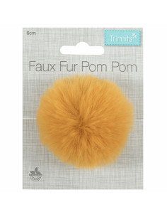 Kunstfell-Bommel 6 cm - Senfgelb 2