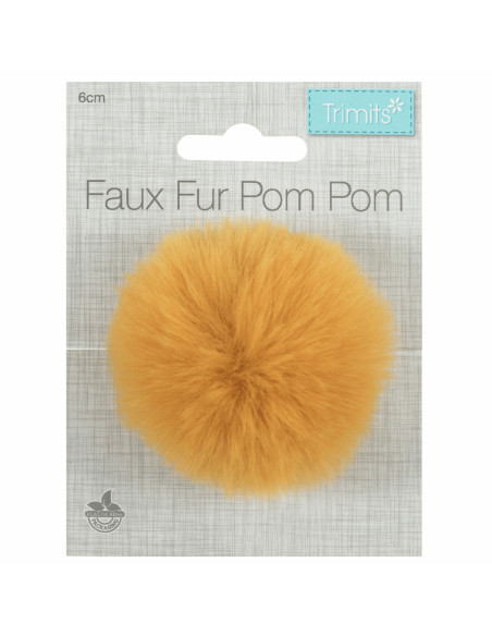 Kunstfell-Bommel 6 cm - Senfgelb