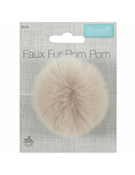 Kunstfellbommel 6 cm - Natur