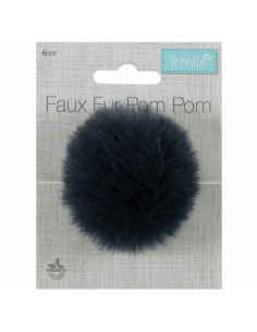 Kunstfellbommel 6 cm - Marineblau 2