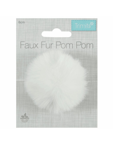 Kunstfell-Bommel 6 cm - Weiß