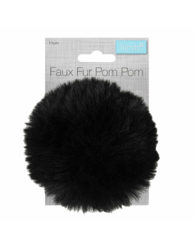 Kunstfellbommel 11 cm - Schwarz