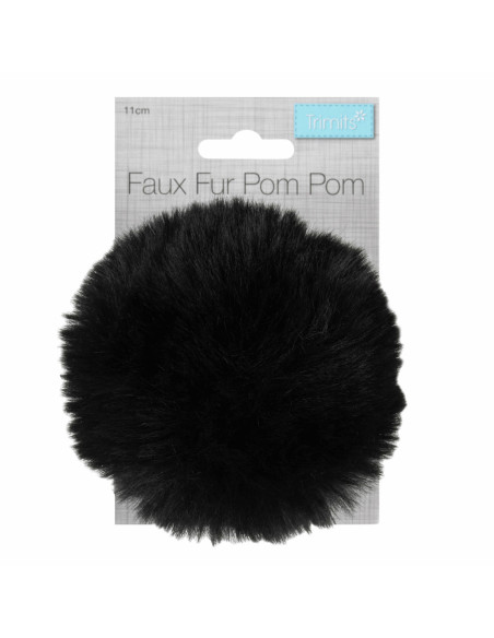 Kunstfellbommel 11 cm - Schwarz