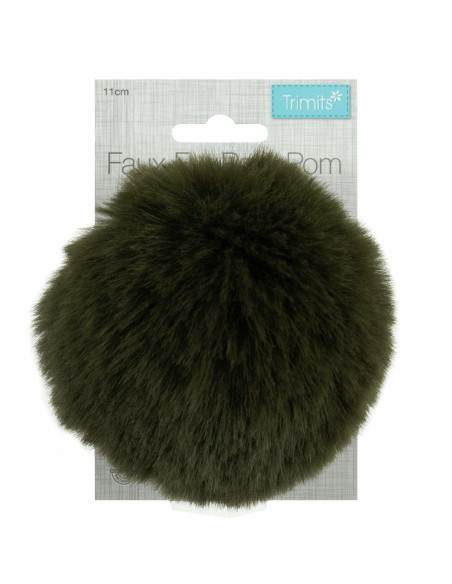 Kunstfellbommel 11 cm - Khaki