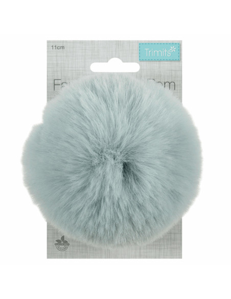Kunstfellbommel 11 cm - Blaugrau