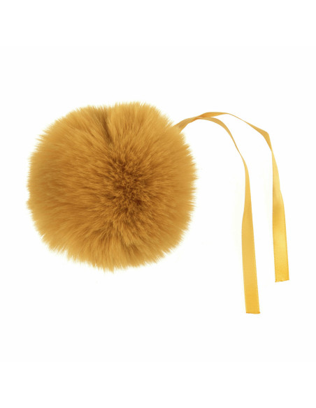 Kunstfell-Bommel 11 cm - Senfgelb