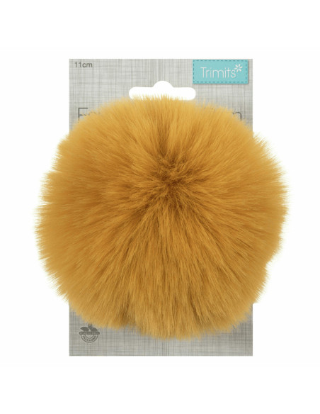 Kunstfell-Bommel 11 cm - Senfgelb