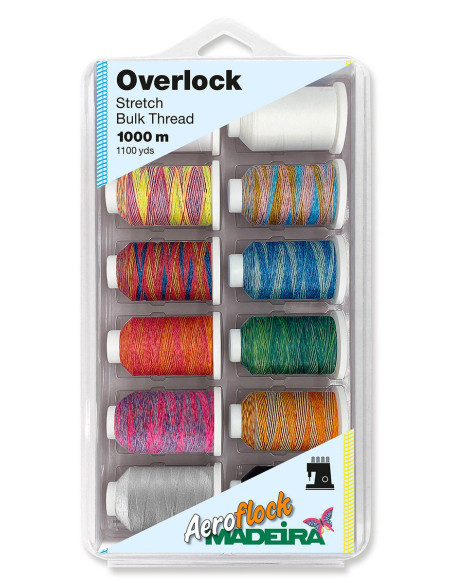 Schachtel mit 12 Aeroflock Madeira Schaumgarnkegeln - Mehrfarbig