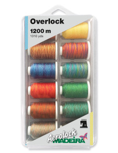 Schachtel mit 12 Kegeln für Overlock Aerolock Nr. 125 Madeira - Mehrfarbig