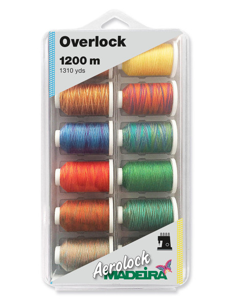 Schachtel mit 12 Kegeln für Overlock Aerolock Nr. 125 Madeira - Mehrfarbig