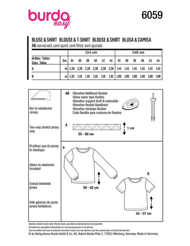 T-Shirt und Blusenmuster - Burda 6059