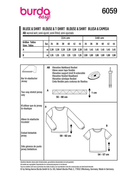 T-Shirt und Blusenmuster - Burda 6059