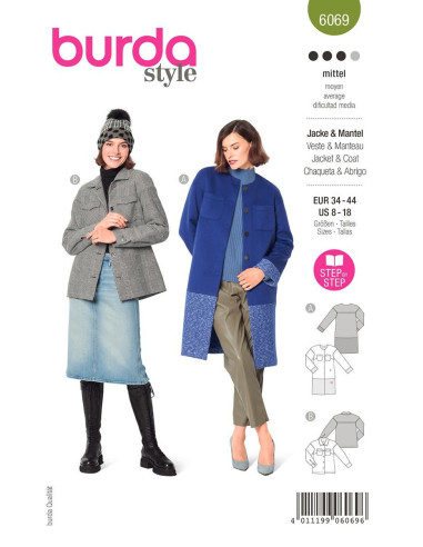 Mantel- und Jackenschnittmuster - Burda 6069