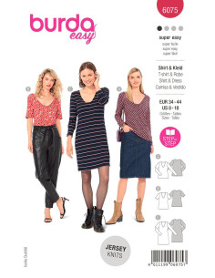 T-Shirt und Kleid Schnittmuster - Burda 6075