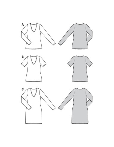 T-Shirt und Kleid Schnittmuster - Burda 6075