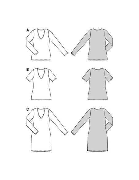 T-Shirt und Kleid Schnittmuster - Burda 6075