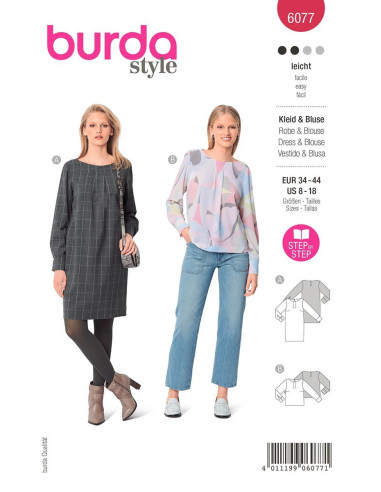 Kleid- und Blusenmuster - Burda 6077