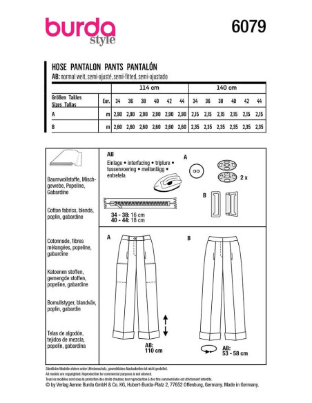 Hosenmuster - Burda 6079