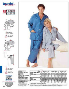Pyjama-Schnittmuster - Burda 2691