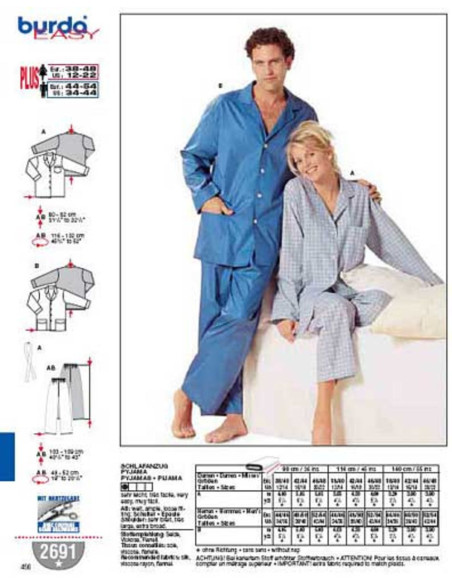 Pyjama-Schnittmuster - Burda 2691
