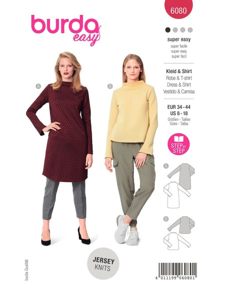 Kleid- und T-Shirt-Schnittmuster - Burda 6080