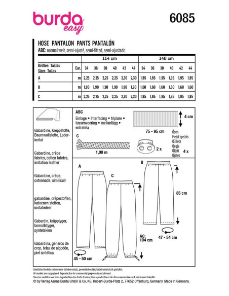 Hosenmuster - Burda 6085