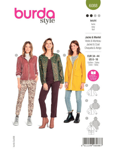 Jacken- und Mantelschnittmuster - Burda 6088
