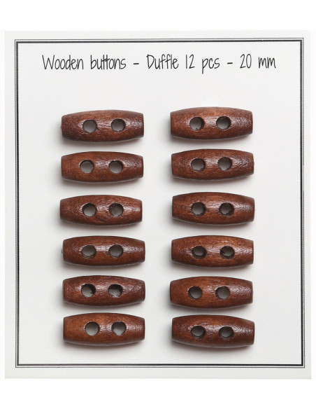 Set aus 12 hellbraunen Holzknöpfen, 20 mm