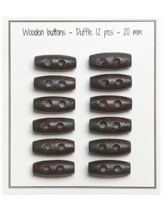 Satz von 12 dunkelbraunen Holzknöpfen, 20 mm