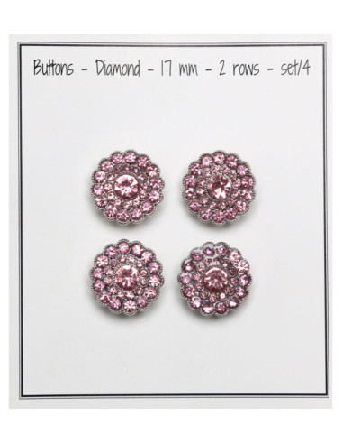 Set mit 4 Strassknöpfen 17 mm - Rosa