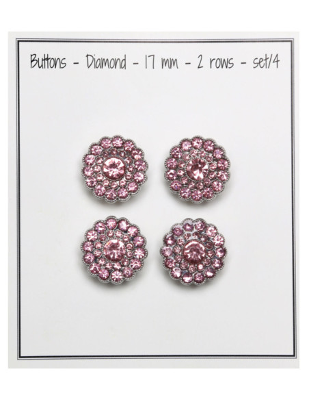 Set mit 4 Strassknöpfen 17 mm - Rosa