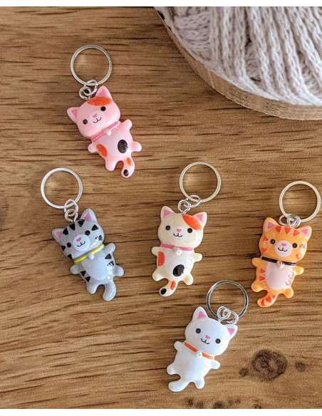 Satz von 5 Maschenmarkierern - Kleine Katzen