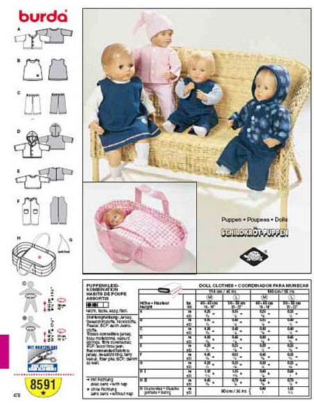 Puppenbekleidungsmuster - Burda 8591