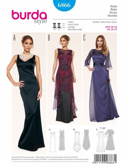 Kleid Schnittmuster - Burda 6866
