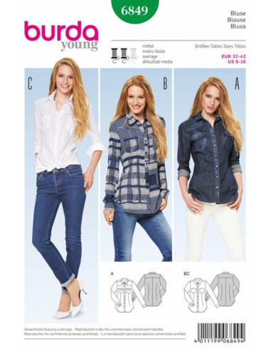 Blusenmuster - Burda 6849