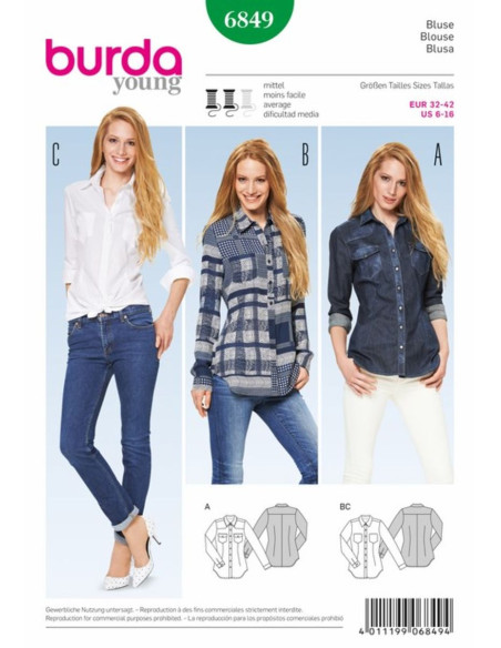 Blusenmuster - Burda 6849