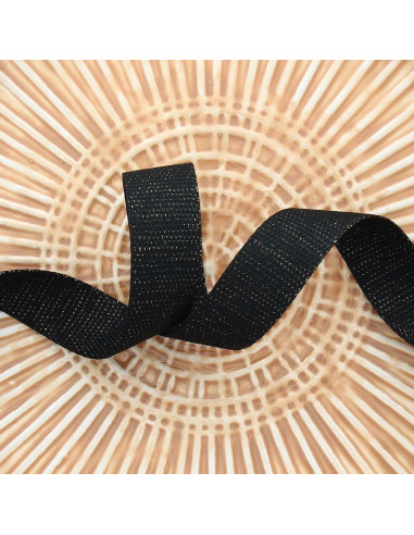 Polyester-Lurex-Gurt mit Baumwolloptik - Schwarz und Gold