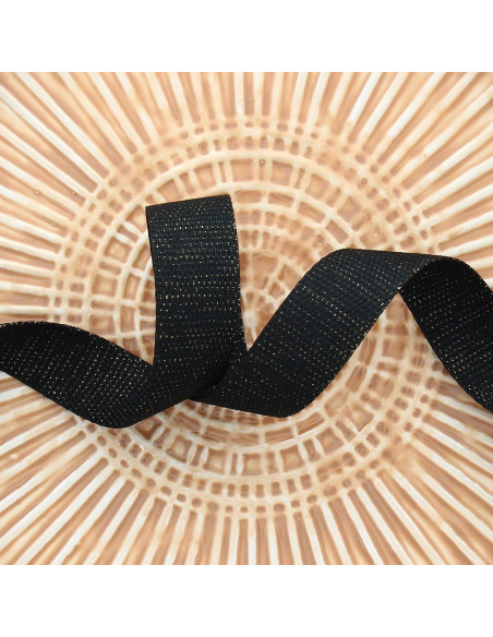 Polyester-Lurex-Gurt mit Baumwolloptik - Schwarz und Gold