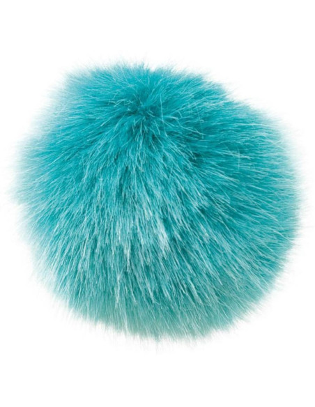 Kunstpelz-Bommel 10 cm - Petrolblau