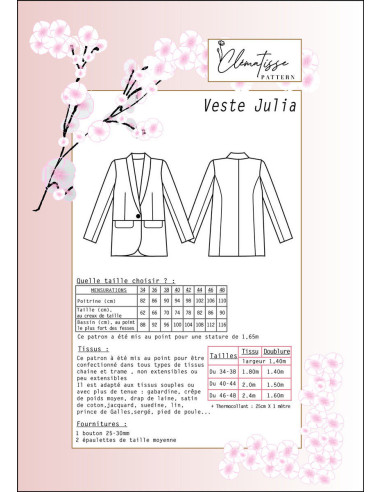 Julia Jacke Schnittmuster - Clématisse Pattern