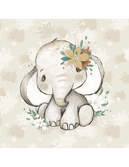 Leichter Sweatstoff-Panel 40 cm x 50 cm - Afrikanischer Elefant