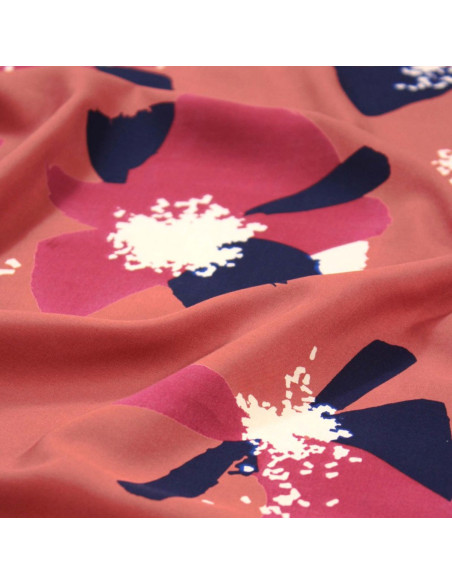 Viskose-Popeline-Stoff Anémona Terracotta - Églantine & Zoé