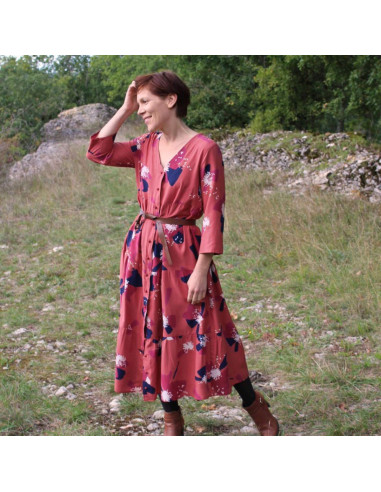 Viskose-Popeline-Stoff Anémona Terracotta - Églantine & Zoé
